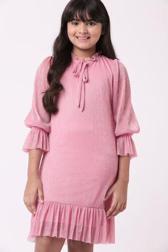 Light Pink Solid Flared Dress, Light Pink, image 2